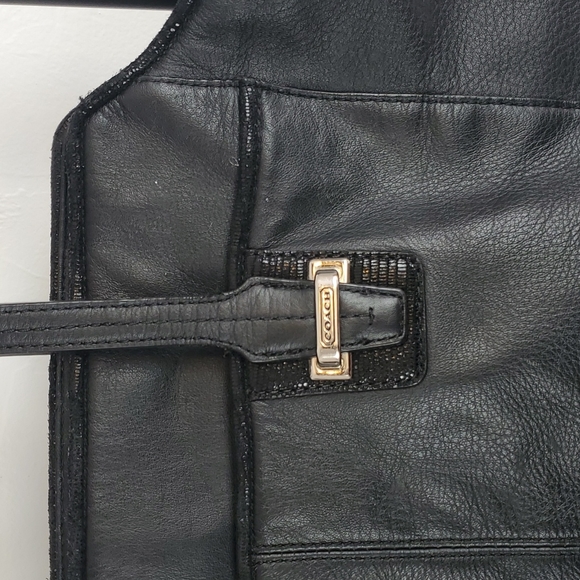 Coach Taylor Leather Tote Black Purse Bag F 25941 zip top - Picture 5 of 13